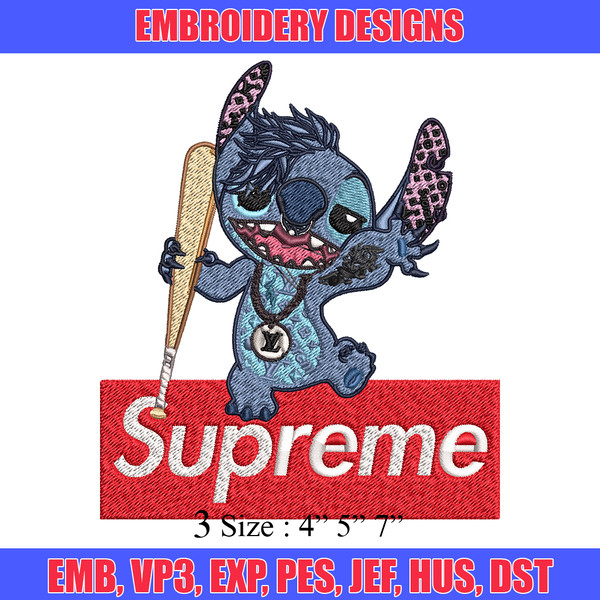 Stitch Supreme Embroidery design, cartoon Embroidery, cartoon design, Embroidery File, cartoon shirt, Digital download..jpg