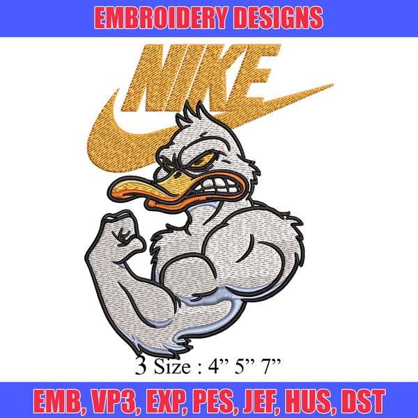 Strong Duck Stock Illustration Nike Embroidery design, cartoon Embroidery, Nike design, logo shirt, Instant download..jpg