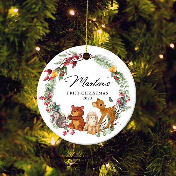Baby's 1st Christmas Jungle Animal Decoration, Personalized Baby First Christmas Ornament, New Baby Christmas Gift, Baby Christmas Bauble - 2.jpg