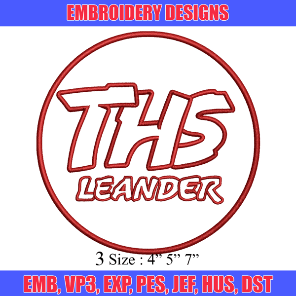 Ths leanderLogo embroidery design, ths leander embroidery, logo design, embroidery file, logo shirt, Digital download..jpg
