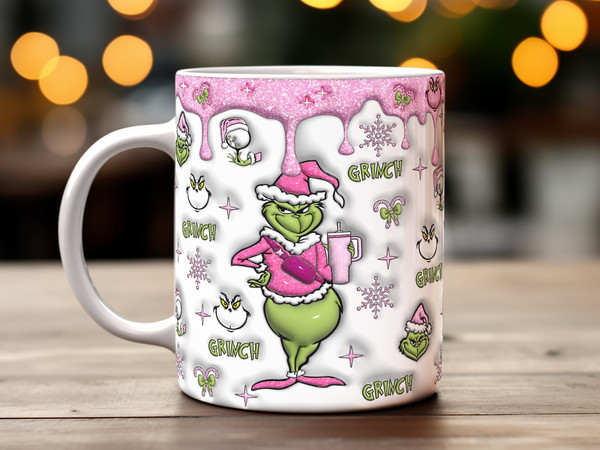 Pink Christmas Grinch with Truck, High Resolution , mugs, shirts,  sublimation, digital prints , ornaments, gifts