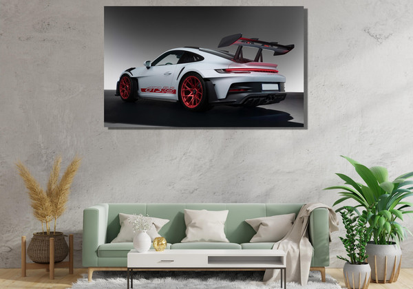 Black Porsche 911 Carrera GT3 RS Ready To Hang Canvas,Black - Inspire Uplift