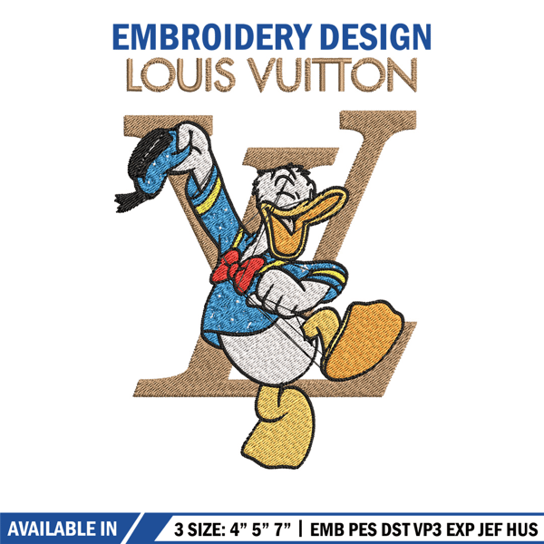 Duck cartoon lv Embroidery Design, LV Embroidery, Brand Embroidery, Embroidery File, Logo shirt, Digital download.jpg