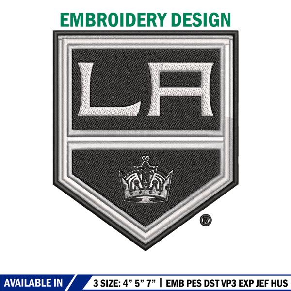 Los Angeles Kings logo Embroidery, NHL Embroidery, Sport embroidery, Logo Embroidery, NHL Embroidery design..jpg