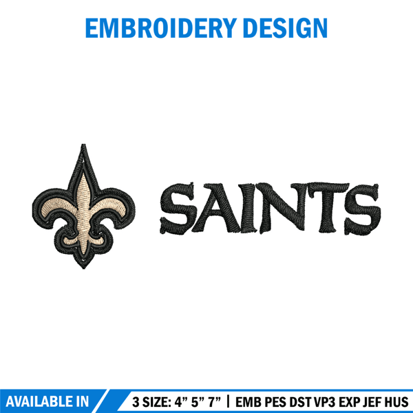 New Orleans Saints logo Embroidery, NFL Embroidery, Sport embroidery, Logo Embroidery, NFL Embroidery design.jpg