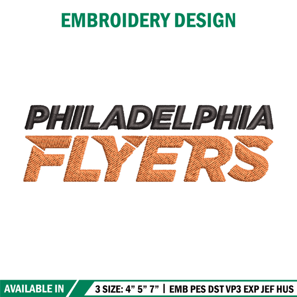 Philadelphia flyers Embroidery Design, Brand Embroidery, Embroidery File, Logo shirt, Sport Embroidery, Digital download.jpg