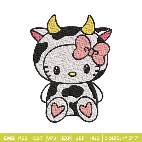 Cow Hello Kitty Embroidery design, Cow Hello Kitty Embroidery, cartoon design, Embroidery File, Digital download..jpg