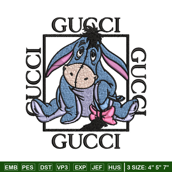 Eeyore Gucci Embroidery design, winnie the pooh Embroidery, cartoon design, Embroidery File, Instant download..jpg