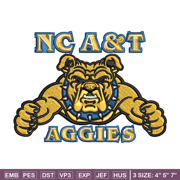 North Carolina A&T Aggies embroidery, NC A&T Aggies embroidery, logo Sport, Sport embroidery, NCAA embroidery..jpg