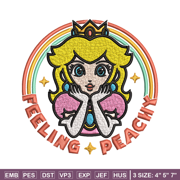 Princess Peach Feeling Peachy Embroidery design, Feeling Peachy Embroidery, Embroidery File, Digital download..jpg