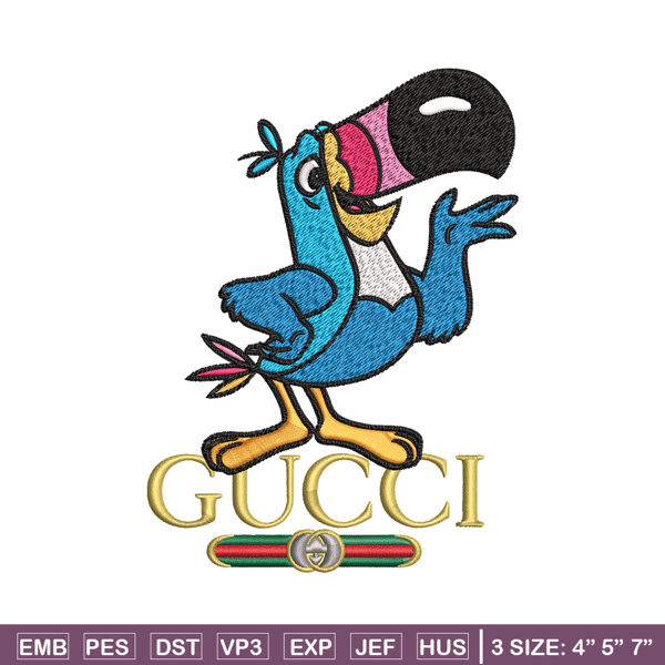 Toucan Sam Gucci Embroidery design, Toucan Sam Embroidery, cartoon design, Embroidery File, Gucci logo, Instant download.jpg