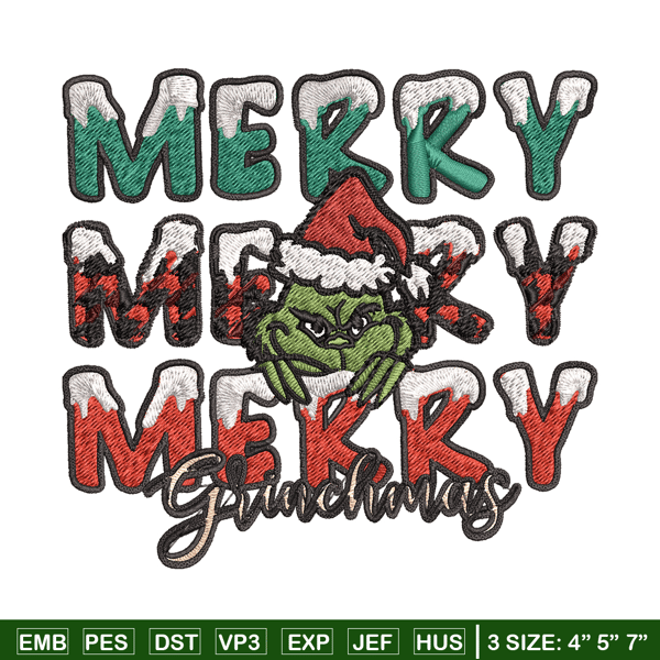 Merry Grinch logo Embroidery design, Grinch Christmas Embroidery, Grinch design, Embroidery File, Digital download..jpg