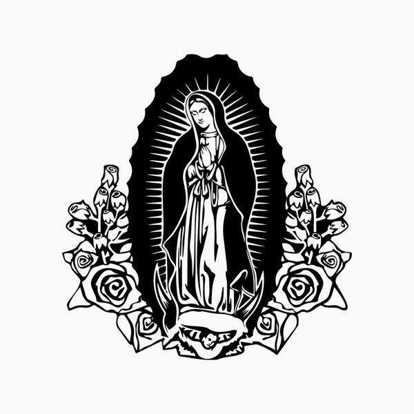 Virgen de Guadalupe SVG PNG File, Virgin Mary Flowers Svg, M - Inspire ...