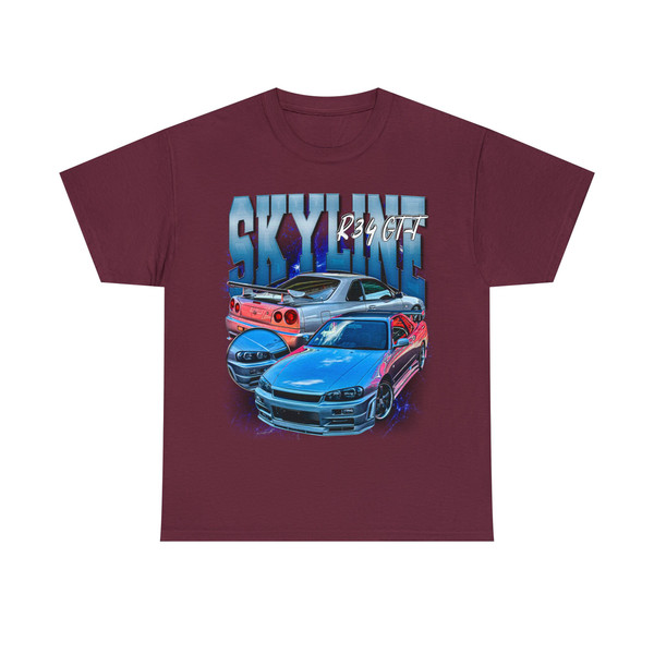 Limited Skyline R34 GT-T Vintage T-Shirt, Skyline R34 GT-R JDM Graphic T-shirt, Retro 90's Fans Homage shirt,  Skyline R34 T-shirt, Jdm Gift - 7.jpg