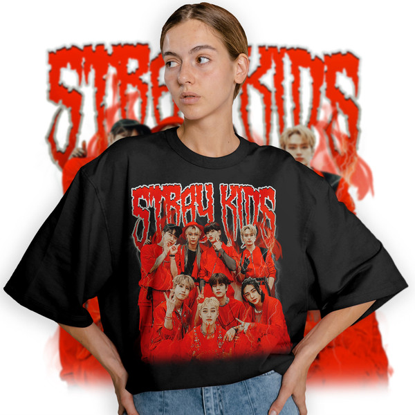 Limited Stray Kids Heavy Metal T-Shirt, Graphic Unisex T-shirt, Retro 90's Kpop Fans Homage T-shirt, Gift For Women and Men - 1.jpg