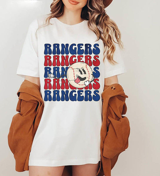 Retro Style Rangers Cute Shirt, Texas Baseball Rangers Short Sleeve Hoodie.jpg