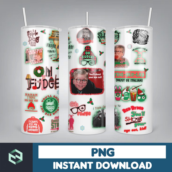 Merry Christmas Movie 20oz Tumbler Png, Retro Merry Christmas 20oz Skinny Tumbler, Xmas Movie Tumbler Png (11).jpg