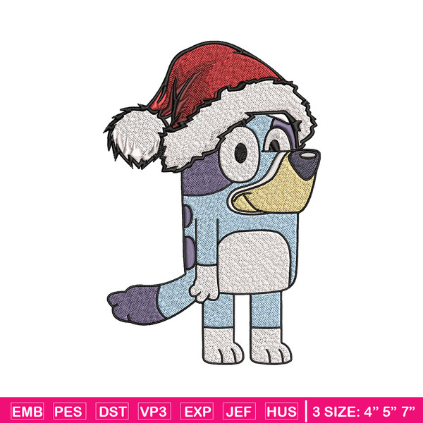 Bandit chrismas hat Embroidery Design, Bluey Embroidery, Embroidery File, Brand Embroidery, Logo shirt, Digital download.jpg