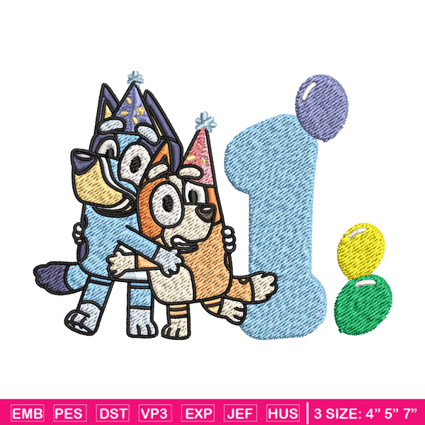 Bluey Bingo 1st Birthday Embroidery, Bluey Cartoon Embroidery, Disney Embroidery, Embroidery File, digital download..jpg