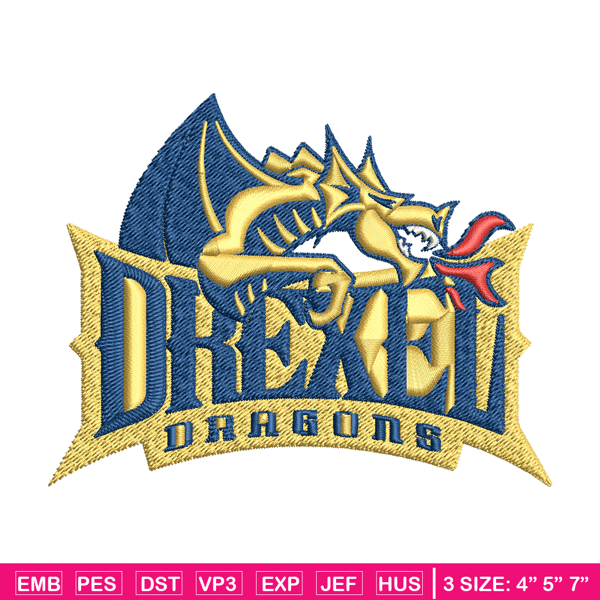 Drexel Dragons embroidery design, Drexel Dragons embroidery, logo Sport, Sport, embroidery, NCAA embroidery..jpg