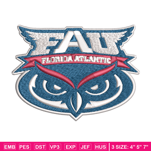 Florida Atlantic Owls embroidery design, Florida Atlantic Owls embroidery, logo Sport, Sport embroidery, NCAA embroidery.jpg