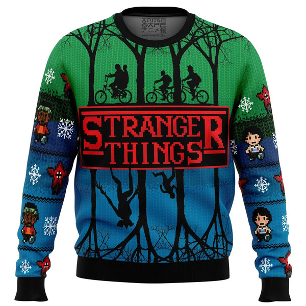 Stranger Things All Over Print Ugly Hoodie Zip 3D Hoodie 3D Ugly Christmas Sweater 3D Fleece Hoodie