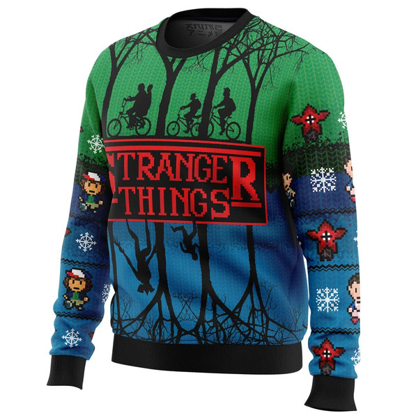 Stranger Things All Over Print Ugly Hoodie Zip 3D Hoodie 3D Ugly Christmas Sweater 3D Fleece Hoodie