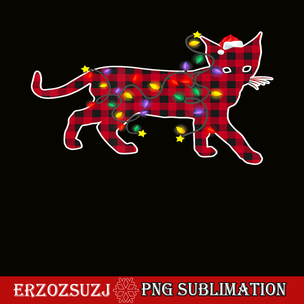 CRS17102363-Cute Cat Red Plaid Santa Hat PNG, Christmas Pajamas PNG, Chrsitmas Vibes PNG.png