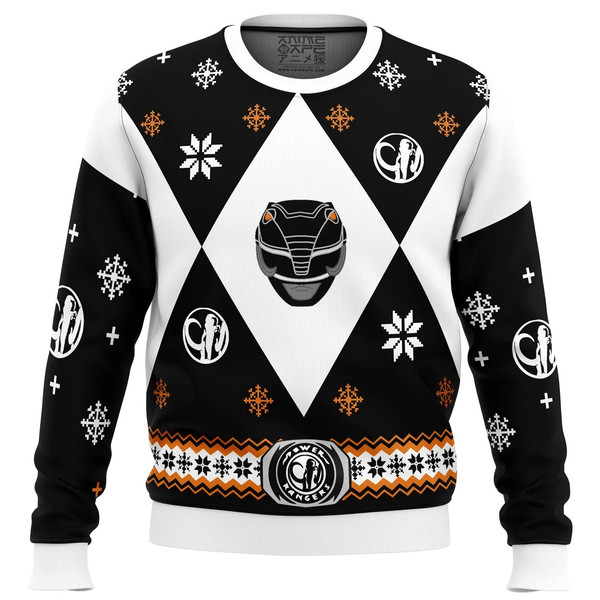 Mighty Morphin Power Rangers Black All Over Print Ugly Hoodie Zip 3D Hoodie 3D Ugly Christmas Sweater 3D Fleece Hoodie