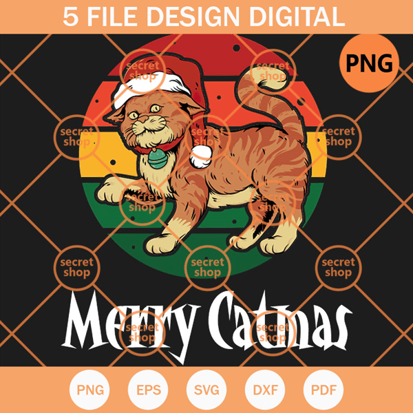 Merry Catmas PNG, Catmas Wear Red Hat PNG, Catmas Wear Bell PNG - SVG Secret Shop.jpg