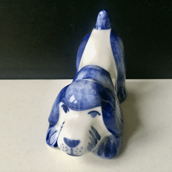 Gzhel Porcelain Dog, Russian Folk Ar