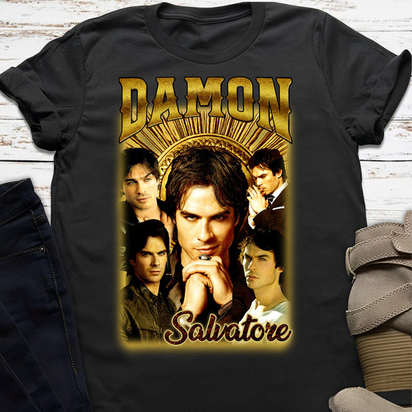 The Vampire Diaries Damon Salvatore, Ian Somerhalder Horror Movie T-shirt, TV Series T-shirt, Vintage Classic Unisex T-shirt DS004D3 1.jpg