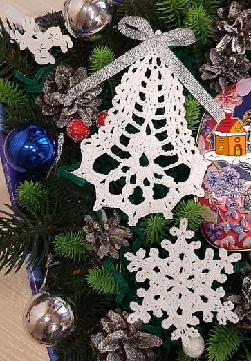 Crochet Christmas tree decoration pattern, Crochet snowflakes tutorial, Christmas bell pattern, Digital pattern pdf.