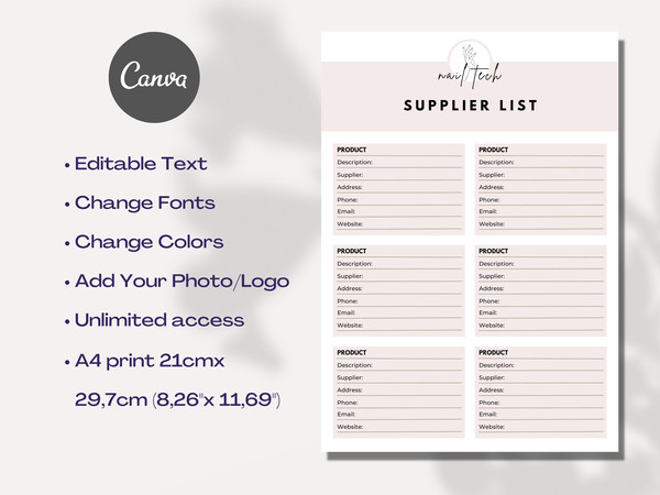 Supplier List, Small Business Supplier Search, Supplier Tracker, Editable in Canva.png