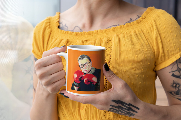 Ruth Bader Ginsburg Mug Boxing Patriarchy Feminism Gladiator Gift for her Woman's Rights.jpg