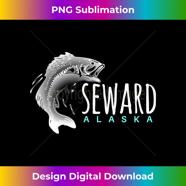 Seward AK T-Shirt, Fishing in Alaska - Minimalist Sublimatio
