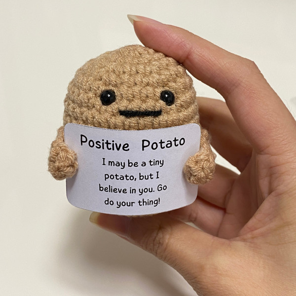 Positive Potato, Crochet Potato, Crochet Positive Potato , Positive Gift,  Gift for Adults, Desk Pets, Pocket Pet 