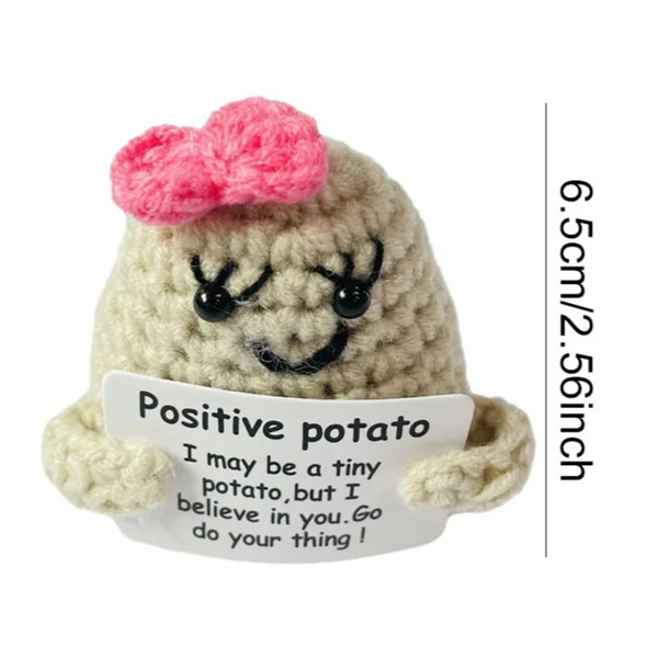 Positive Potato Pocket Hug, Funny Knitting Wool Potato With Positive Card, Inspirational  Potato Doll Pocket Hug Gift For Birthday Holiday Party Office