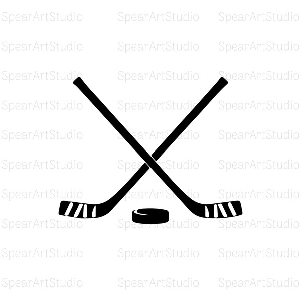 Crossed Hockey Sticks & Hockey Puck - Instant Digital Download - svg, png, jpeg, ai and pdf files included!.jpg