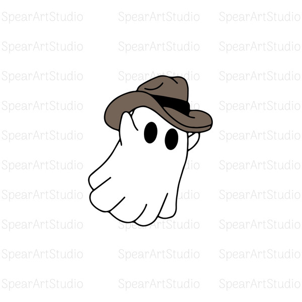 Cowboy Ghost SVG Cut File, Cowboy svg, Cowboy hat svg Ghost svg, Scary Ghost Silhouette, Ghost Vector.jpg