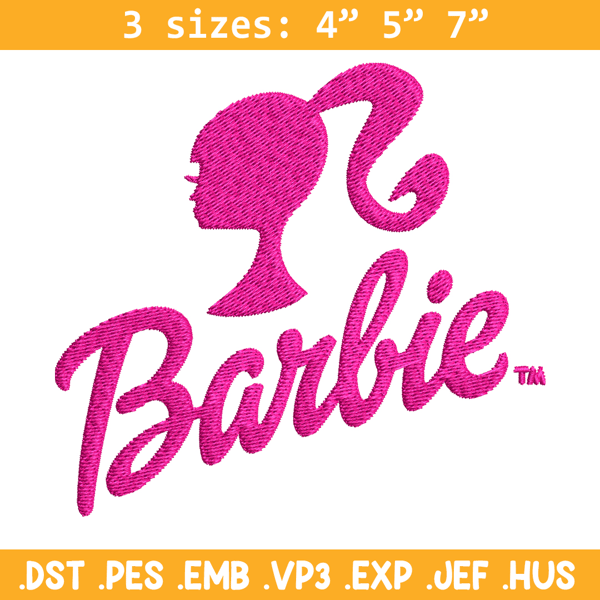 Barbie logo and her Embroidery, Barbie logo and her Embroidery, logo design, Embroidery File, Digital download..jpg