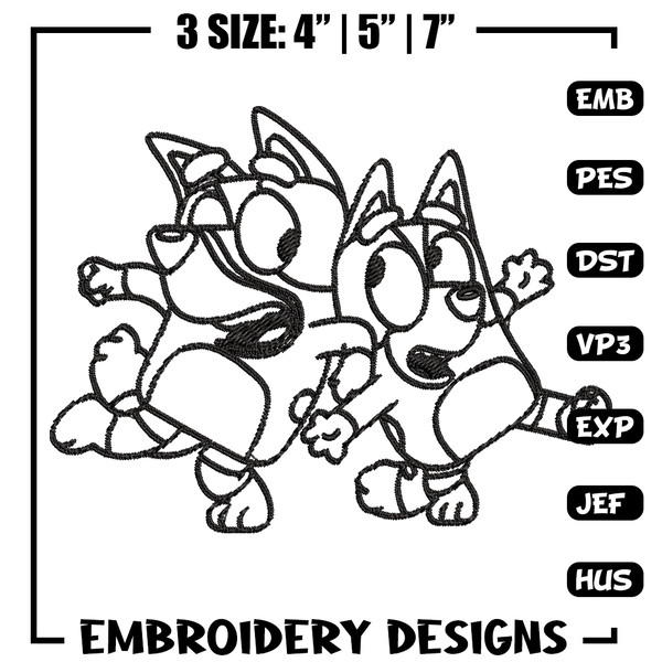 Bingo Bluey Coloring Pages Embroidery, Bluey Embroidery, Embroidery File, cartoon design, logo shirt, Digital download..jpg