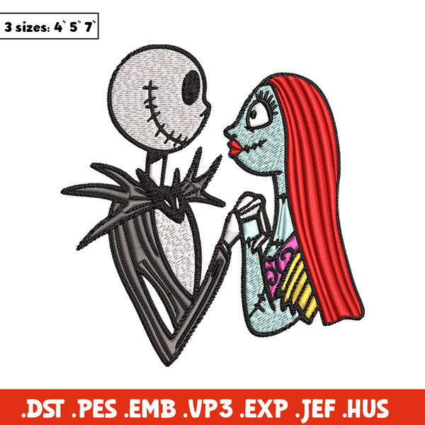 Jack and Sally love Embroidery design, Horror Embroidery, horror design, Embroidery File, logo shirt, Digital download..jpg