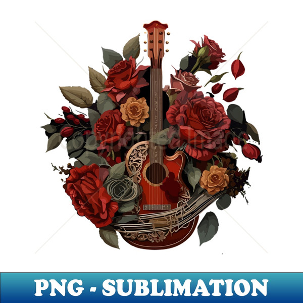 Guitare avec roses roses · Creative Fabrica