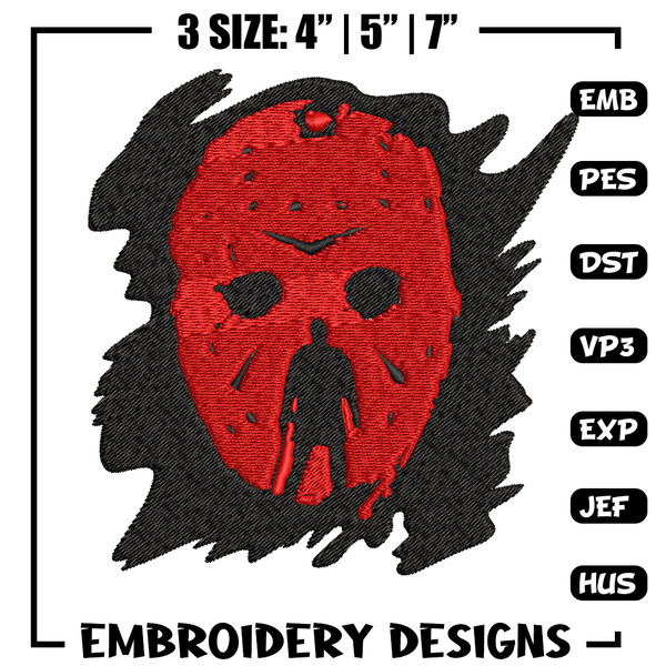 Jason Voorhees Embroidery design, Horror Embroidery, horror design, Embroidery File, logo shirt, Digital download..jpg