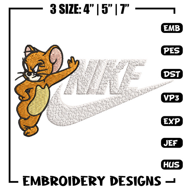 Jerry cartoon Nike Embroidery design, jerry cartoon Embroidery, Nike design, Embroidery file, Instant download..jpg