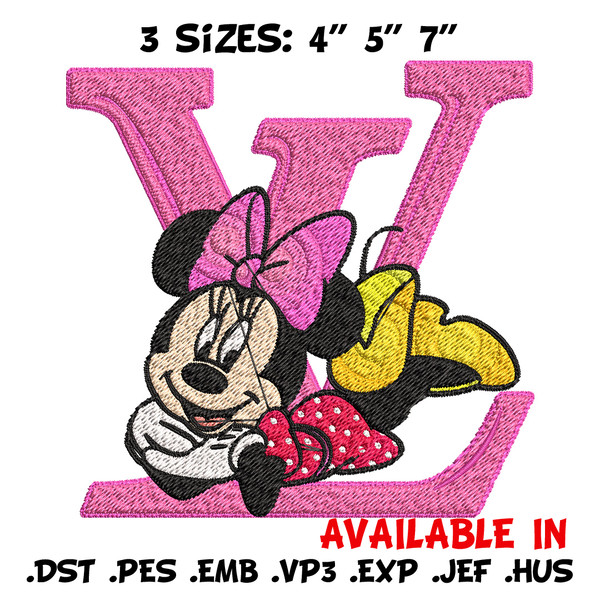 Minnie pink lv Embroidery Design, Lv Embroidery, Brand Embroidery, Embroidery File, Logo shirt, Digital download.jpg