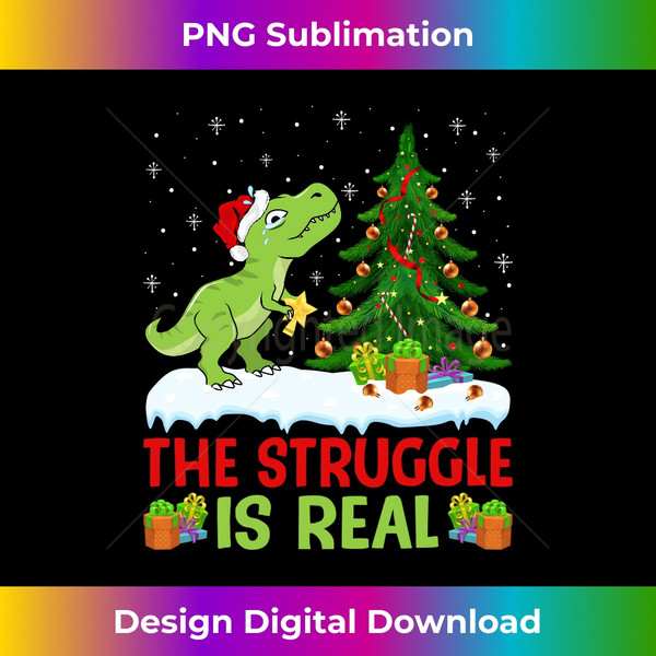 ZJ-20231119-8363_The Struggle Is Real Xmas Tree Dinosaur T rex Christmas Long Sleeve 4052.jpg