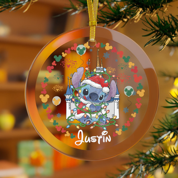 Personalized Stitch Glass Ornament, Stitch Christmas Ornamen - Inspire  Uplift