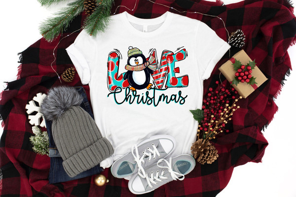 Love Christmas Penguin Shirt, Christmas Shirt, Love Christmas Shirt, Christmas Family Shirt, Penguin Shirt, Christian Shirt, Christmas Gift.jpg